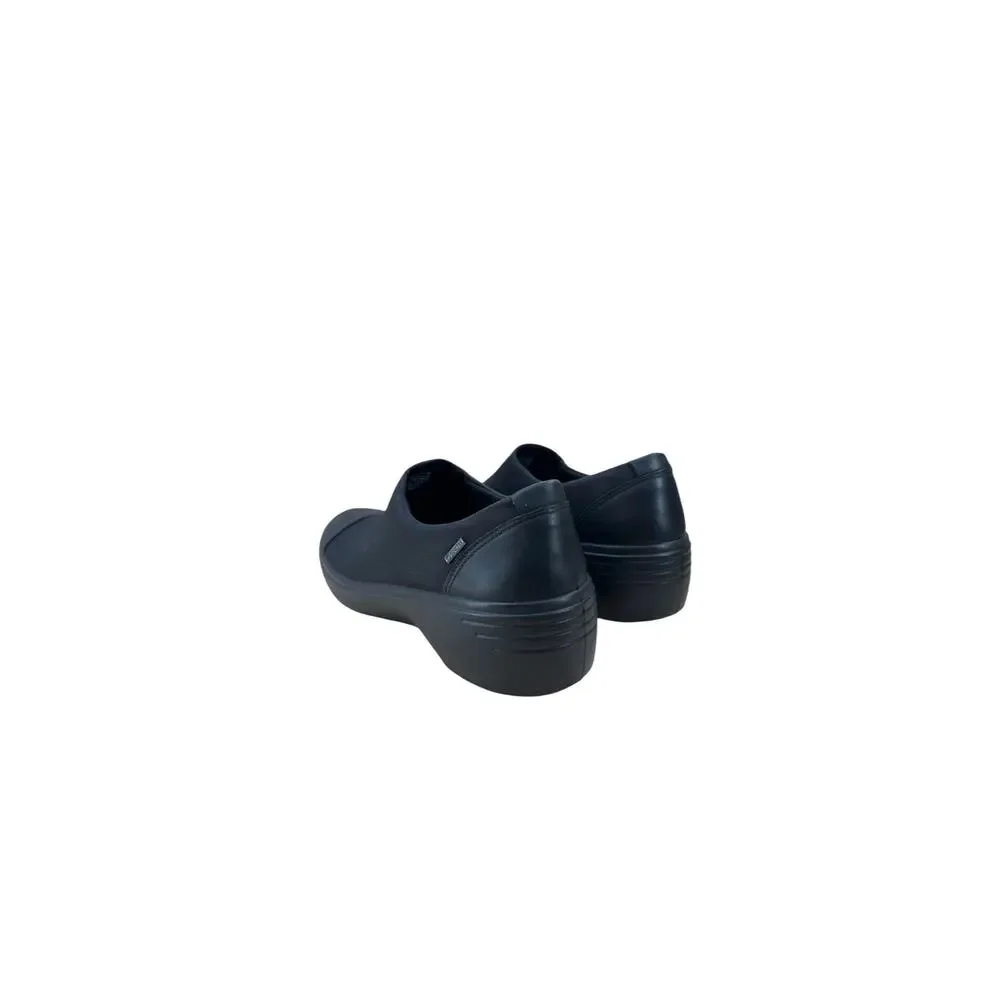 NEW ECCO Gore-Tex- Black-Women Slip on Wedge Shoes-Waterproof leather-Sz 9-9.5